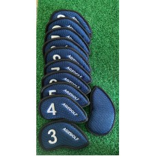 Golf Club Irons Head Covers; 3-lw Set of Eleven; Blue & White